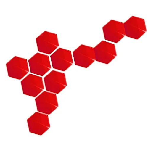 Pinakine® 12pcs Hexagon 3D Mirror Wall Stickers Self-Adhesive Art Decoration Red