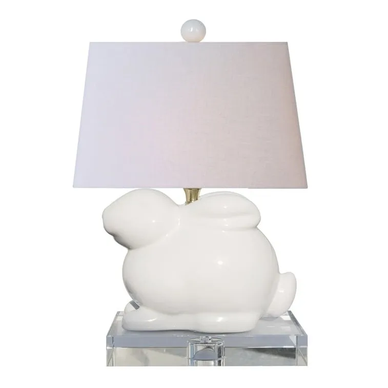 Porcelain White Crystal Bunny Table Lamp