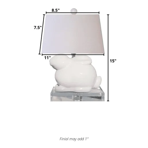 Porcelain White Crystal Bunny Table Lamp