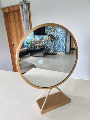 Quality Glass Modern Elegance Round Wall-Mounted Mirror Metal Framed Wall Mirror Bathroom Mirror Living Room Mirror Home Decor Mirror 18 x 18 Inches Brown MF 80