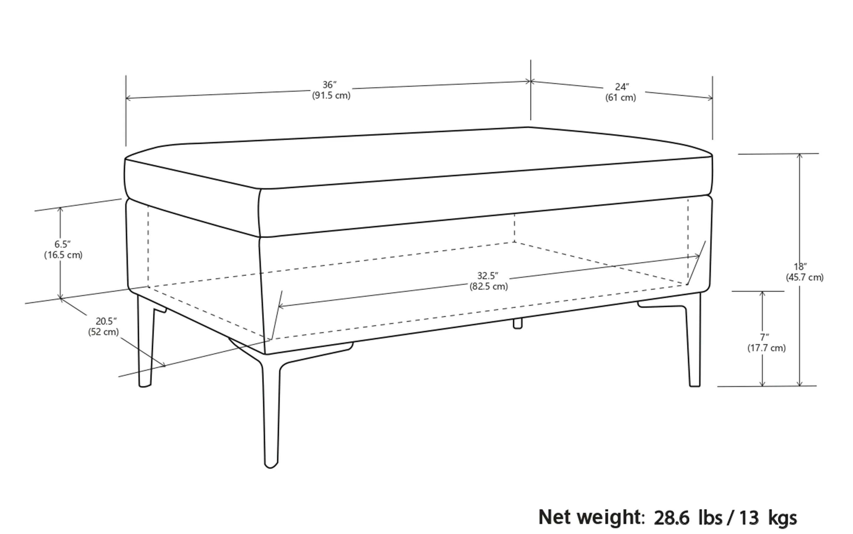 Rebecca Rectangular Coffee Table Storage Ottoman with Lift Up in Distressed Vegan Leather