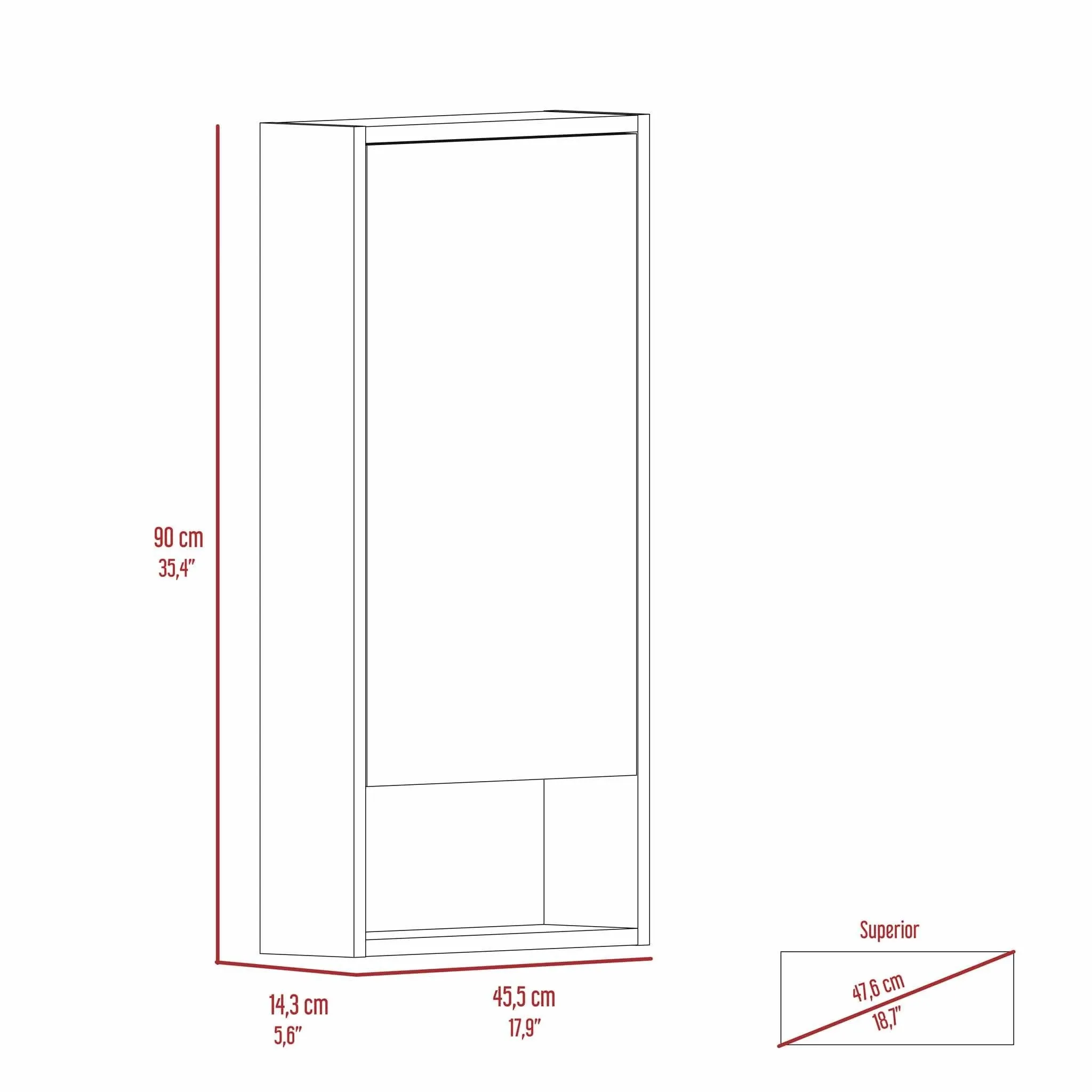 Rectangle Medicine Cabinet with Mirror