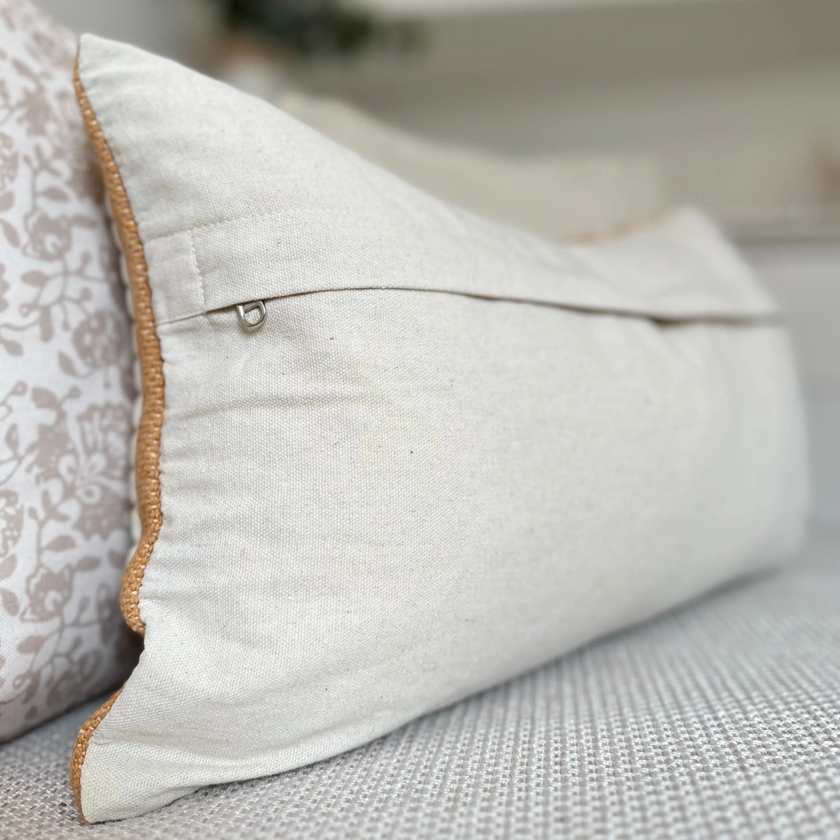 Rectangle Orange with Cream Stripe Cotton Cushion 50x30cm