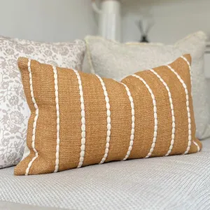 Rectangle Orange with Cream Stripe Cotton Cushion 50x30cm