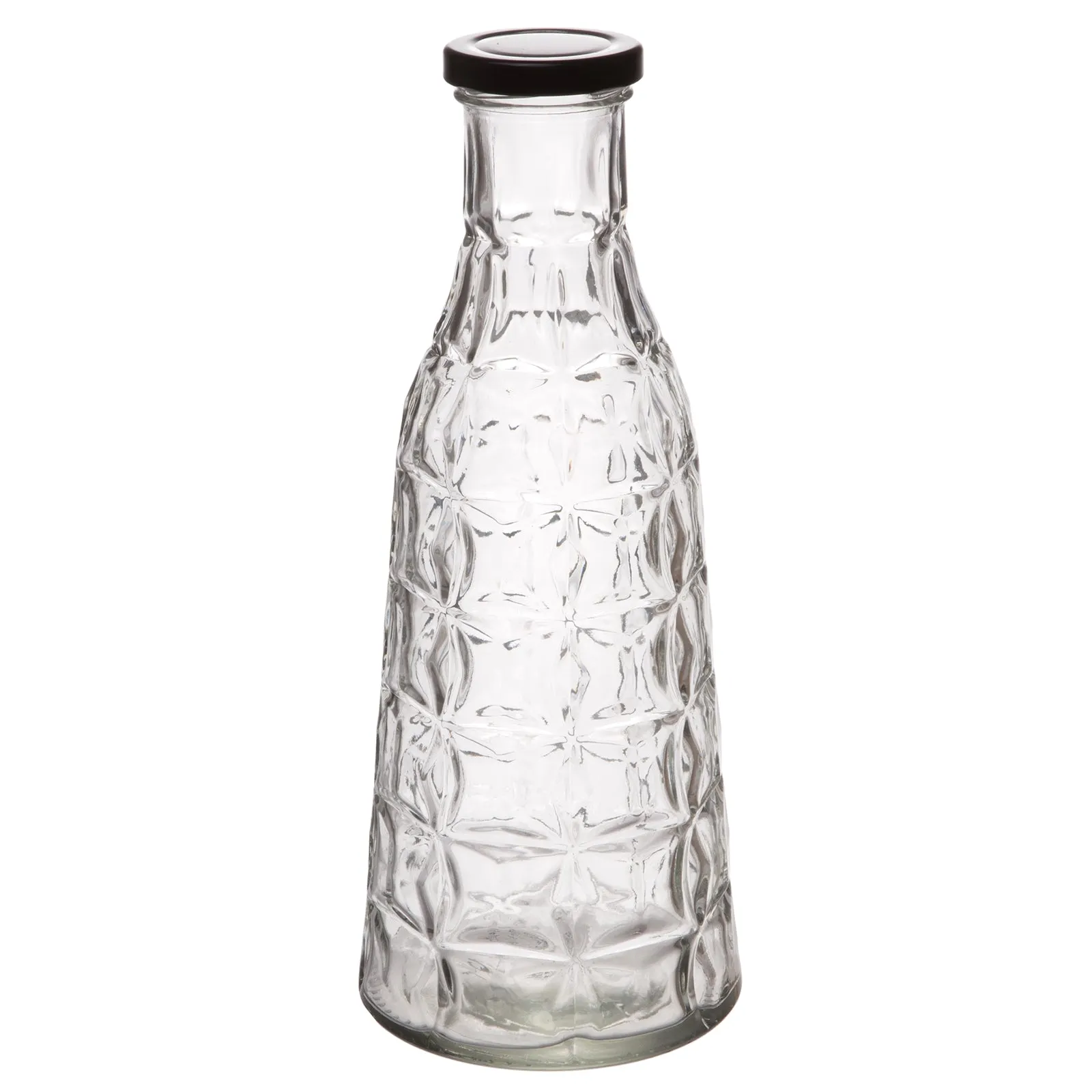Red Co. Decorative Etched Glass Bottle, Kitchen Essential, Home Décor Centerpiece Vase, 10-inch