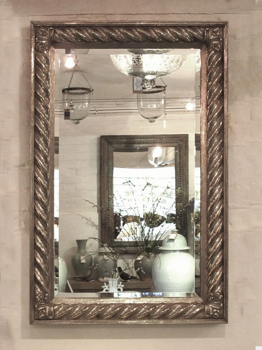 Regency Style Sterling Silver Covered Mirror from Udaipur