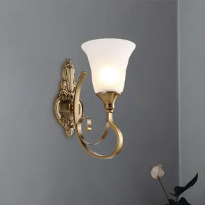 Retro Bell Wall Lamp - Sleek 2-Light Frosted Glass Sconce in Gold for Porch