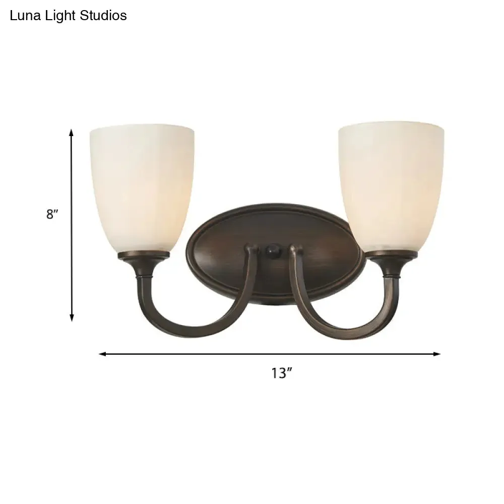 Retro Milk Glass Wall Lamp with Metal Backplate for Living Room