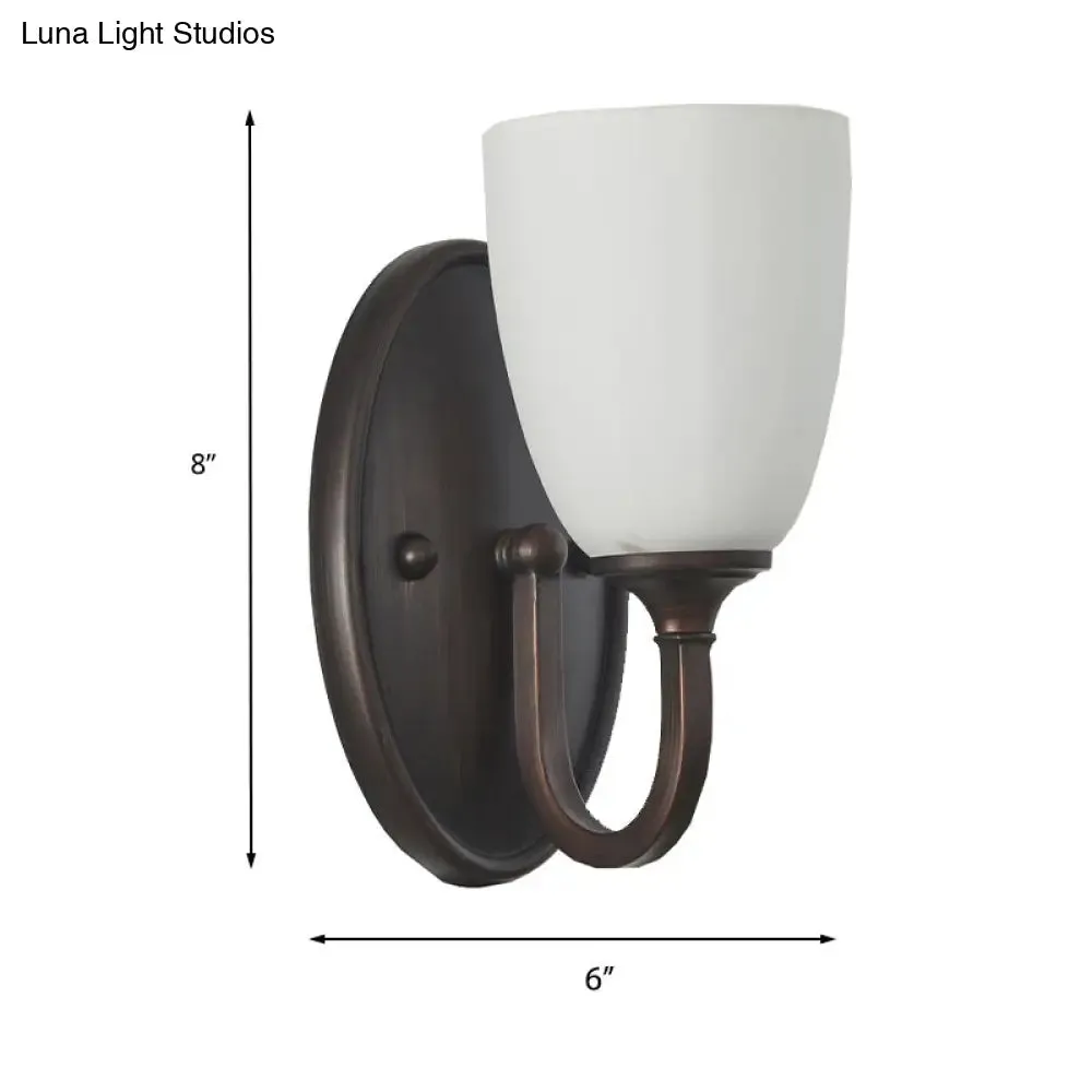 Retro Milk Glass Wall Lamp with Metal Backplate for Living Room
