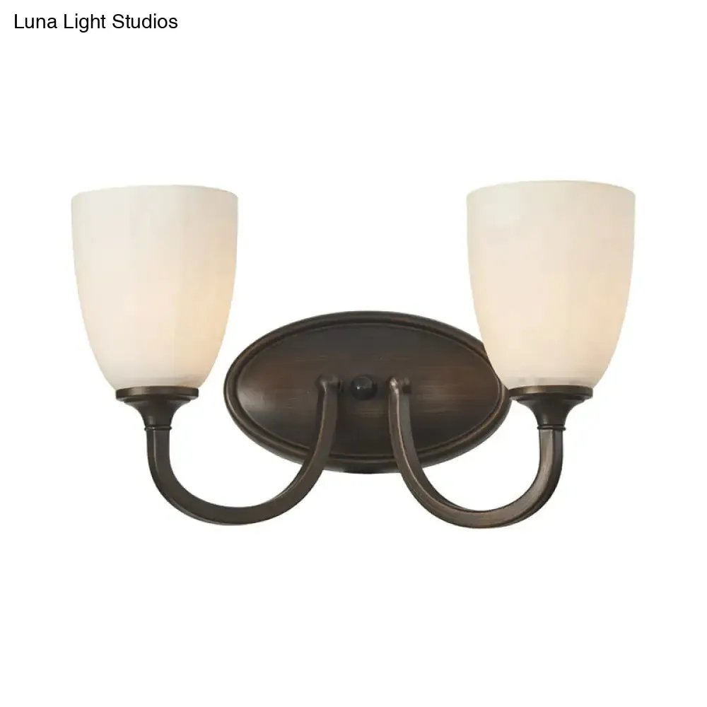 Retro Milk Glass Wall Lamp with Metal Backplate for Living Room