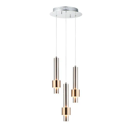 Reveal 3-Light LED Pendant, 1,440 Lumens, 18W, 3000K CCT, 120V, Satin Nickel / Satin Brass Finish