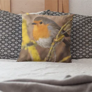 Robin On A Sunny Winter's Day Cushion