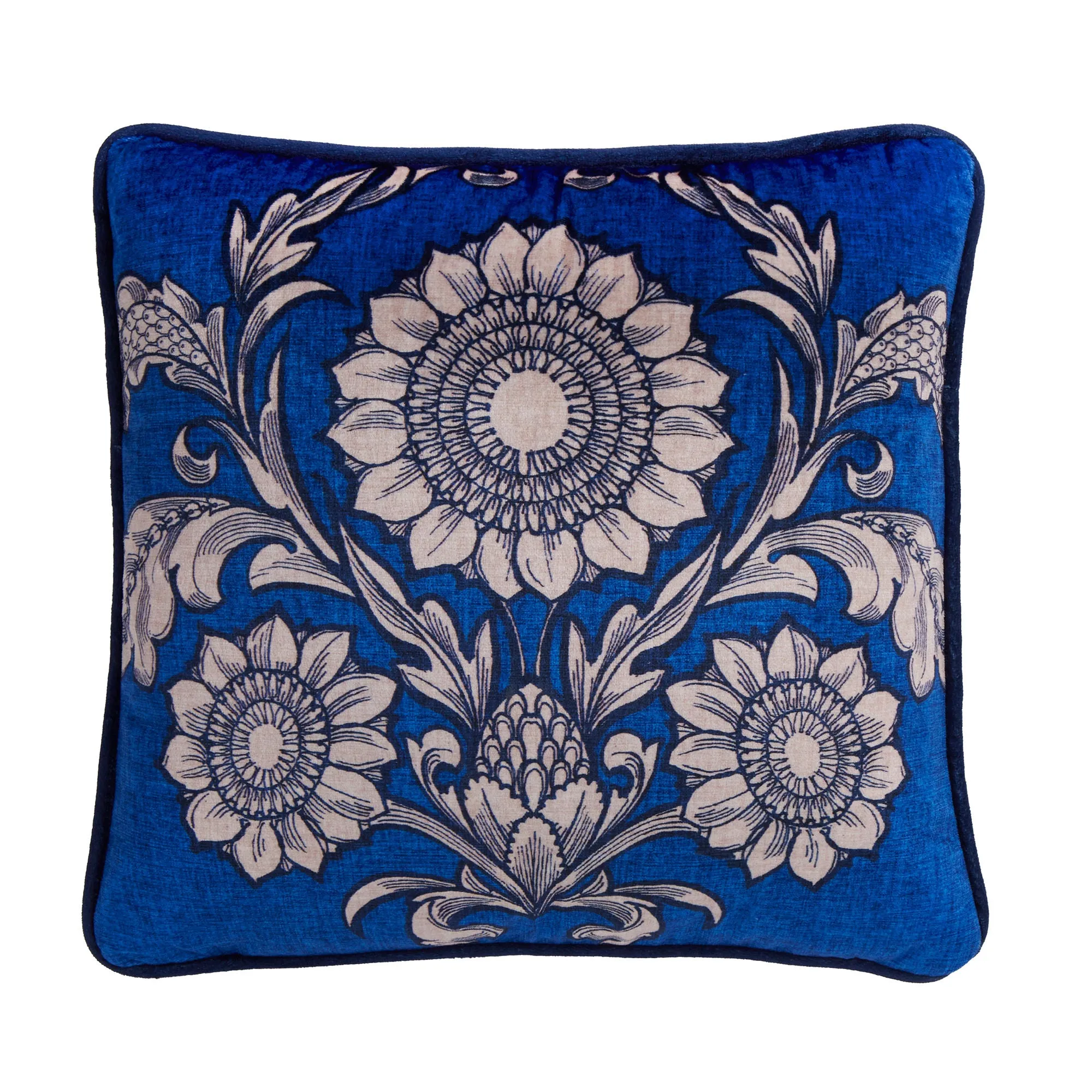 Romilly Cushion by Laurence Llewelyn-Bowen in Blue 43 x 43cm