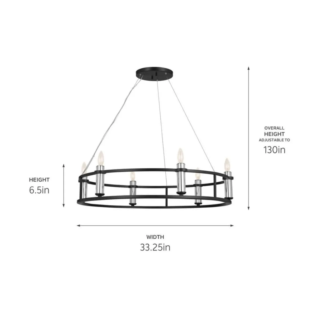 Rosalind 33 in. 6 Lights Chandelier Black finish