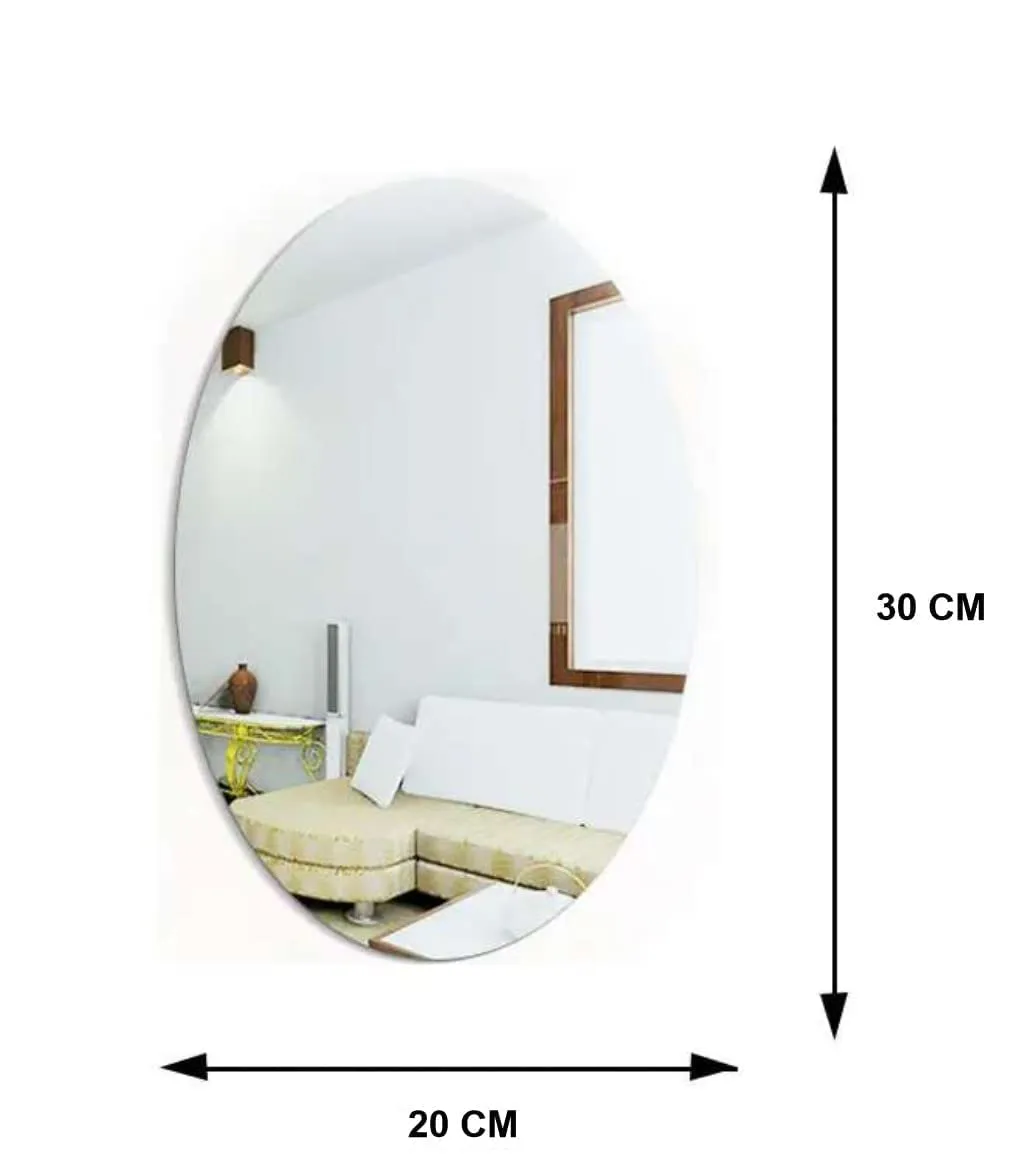 Sai Rainbow Oval Shape Adhesive Mirror Sticker for Wall on Tiles Basin Mirror Bathroom Wall Mirror Stickers Unbreakable Plastic Wall Mirror (Wall Mirror) (30x20 cm)