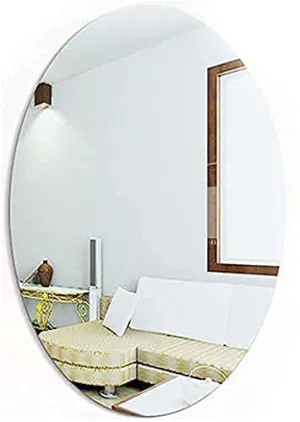 Sai Rainbow Oval Shape Adhesive Mirror Sticker for Wall on Tiles Basin Mirror Bathroom Wall Mirror Stickers Unbreakable Plastic Wall Mirror (Wall Mirror) (30x20 cm)