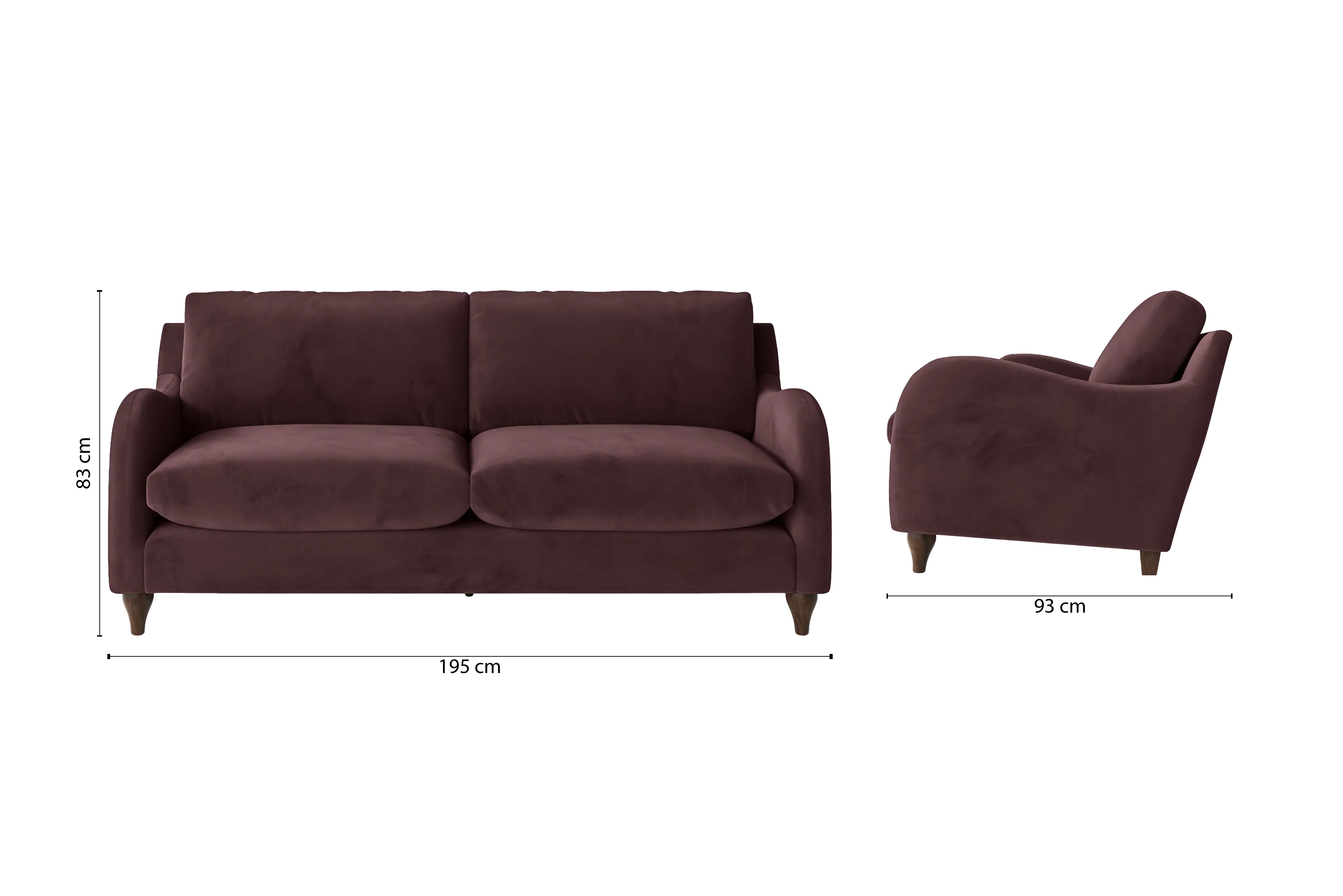 Sallisaw 3 Seater Sofa Grape Velvet