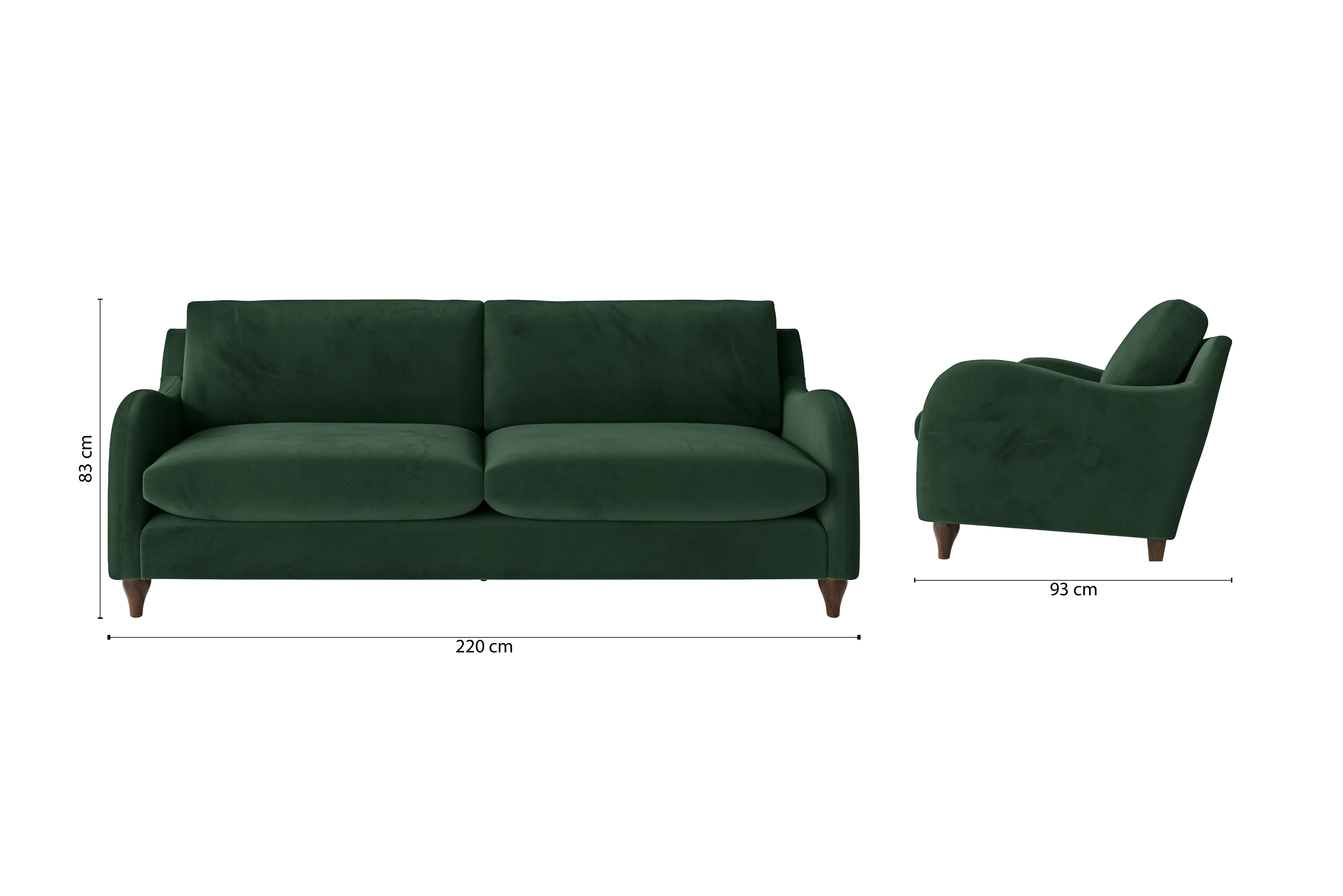 Sallisaw 4 Seater Sofa Green Velvet