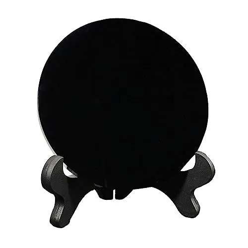 SAZ DEKOR Black Obsidian Disc Obsidian Scrying Mirror for Augury Home Office Decor 8cm
