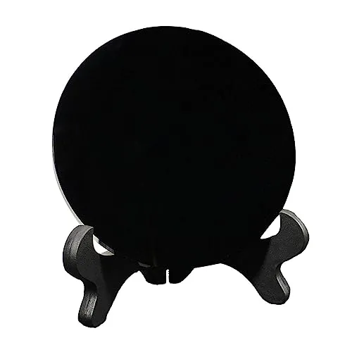 SAZ DEKOR Black Obsidian Disc Obsidian Scrying Mirror for Augury Home Office Decor 8cm