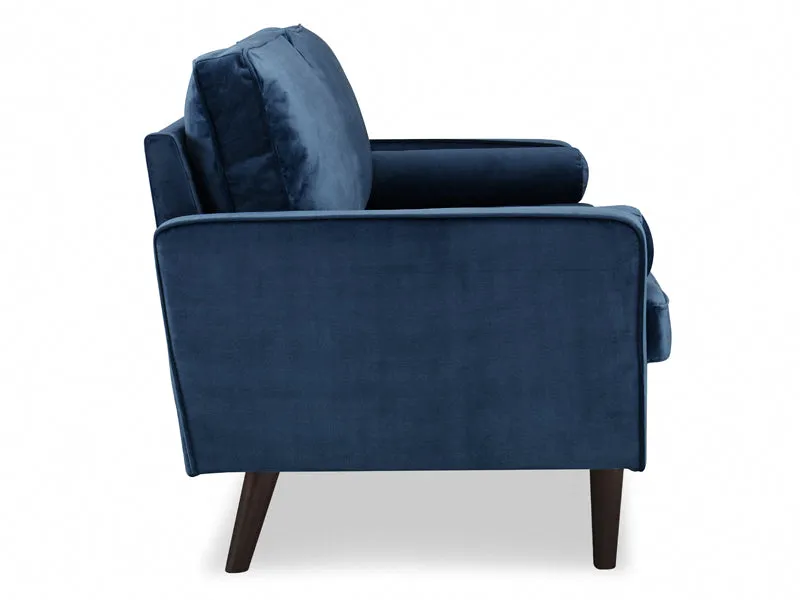 Scott Velvet 3 Seater Luxury Upholstered Cushion Sofa , Blue