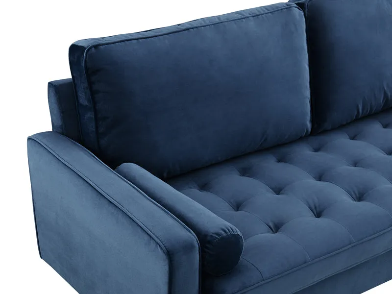 Scott Velvet 3 Seater Luxury Upholstered Cushion Sofa , Blue