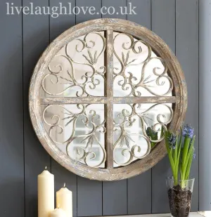 Scroll Hearts Round Window Mirror