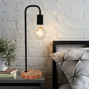 SEABROOK Nordic Style Stylish Table lamp with wood Base E27 Black White