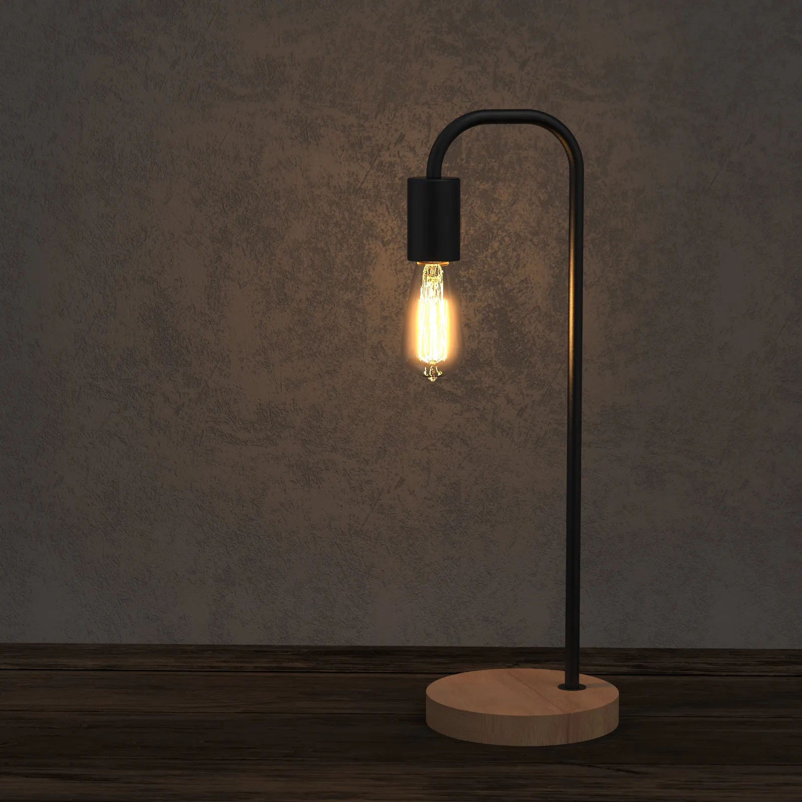 SEABROOK Nordic Style Stylish Table lamp with wood Base E27 Black White