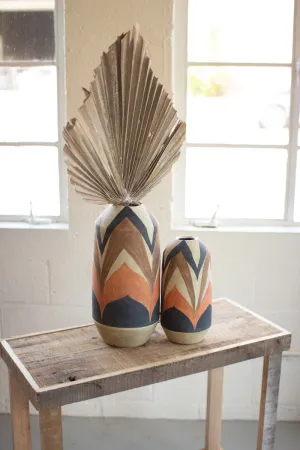 Set Of Two Tan And Browns Ceramic Vases