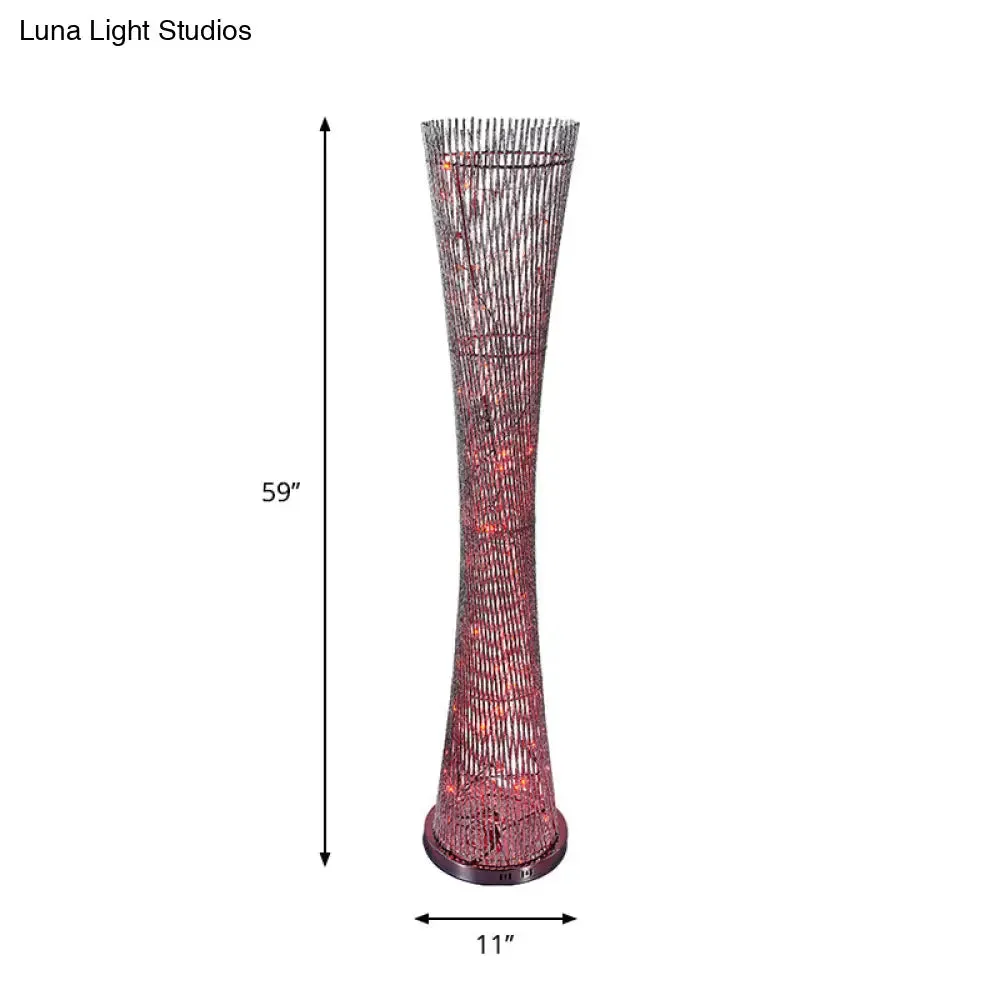Silver Aluminum Canton Tower LED Floor Reading Lamp - Stylish Bedroom Light Décor