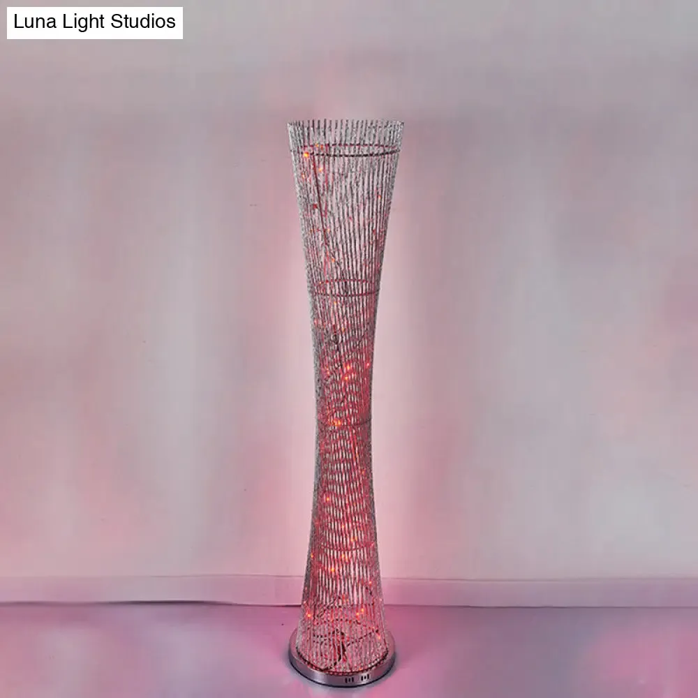 Silver Aluminum Canton Tower LED Floor Reading Lamp - Stylish Bedroom Light Décor