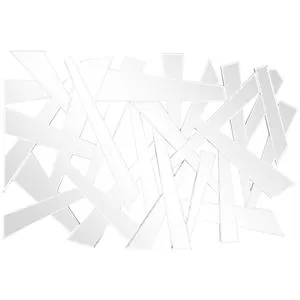Silver Glass Abstract Wall Mirror -  47" X 1" X 32"