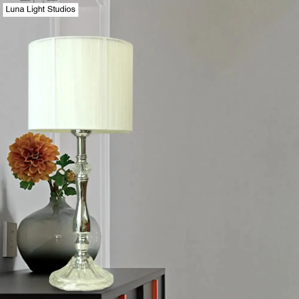 Simple Fabric White Table Lamp with Crystal Base - Perfect for Living Room Ambiance