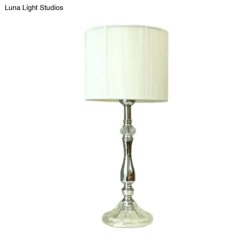 Simple Fabric White Table Lamp with Crystal Base - Perfect for Living Room Ambiance