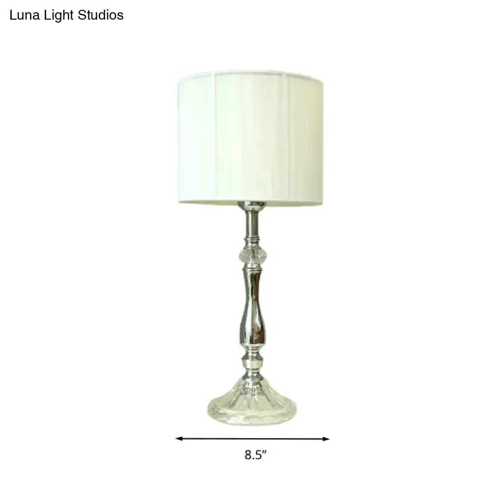 Simple Fabric White Table Lamp with Crystal Base - Perfect for Living Room Ambiance