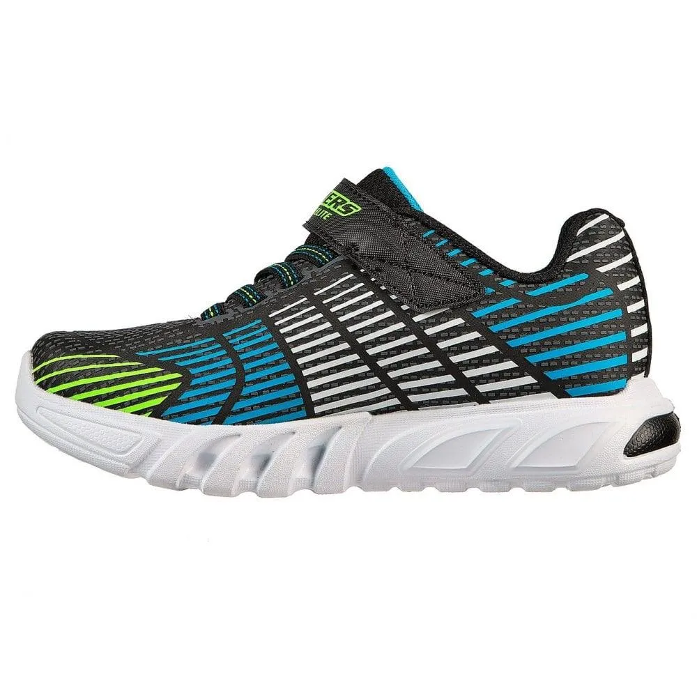 Skechers Boys Trainer S Lights Flex Glow Elite Black Blue Lime