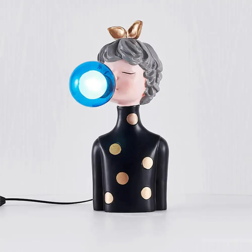 Sleek Glass Sphere Table Lamp with Figurine for Bedside - Art Decor Nightstand Light