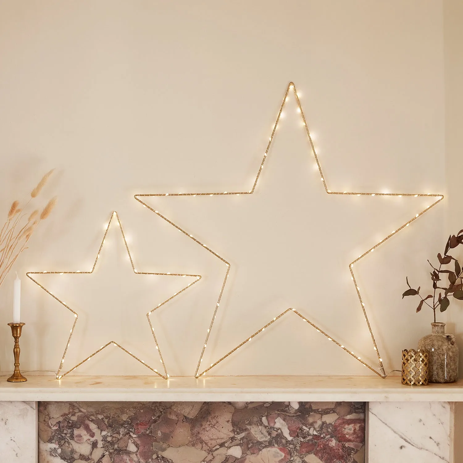 Small & Large Gold Star Fairy Lights | USB | Decorative Indoor