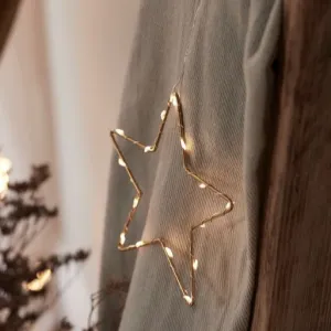 Small Gold Star Fairy Lights | 33cm x 34cm | Decorative Indoor