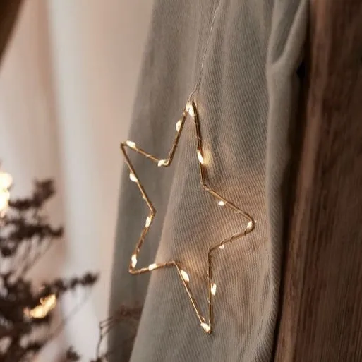 Small Gold Star Fairy Lights | 33cm x 34cm | Decorative Indoor