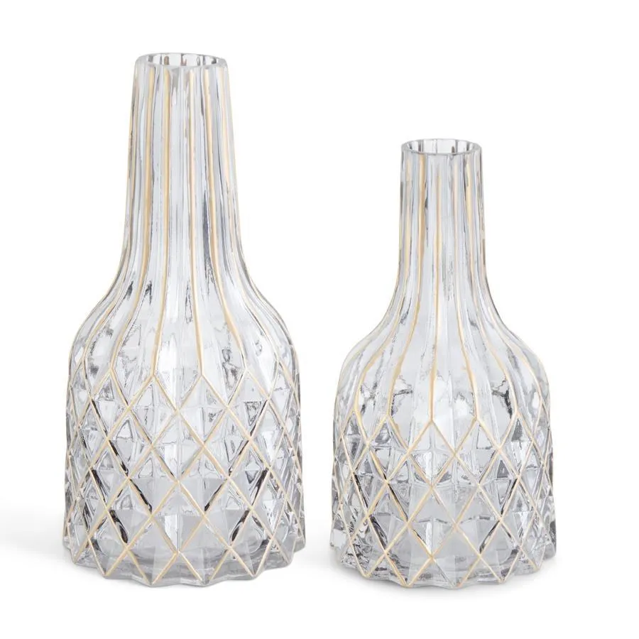 Smoked Glass Gold Diamond Embossed Bottle