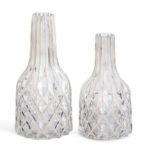 Smoked Glass Gold Diamond Embossed Bottle