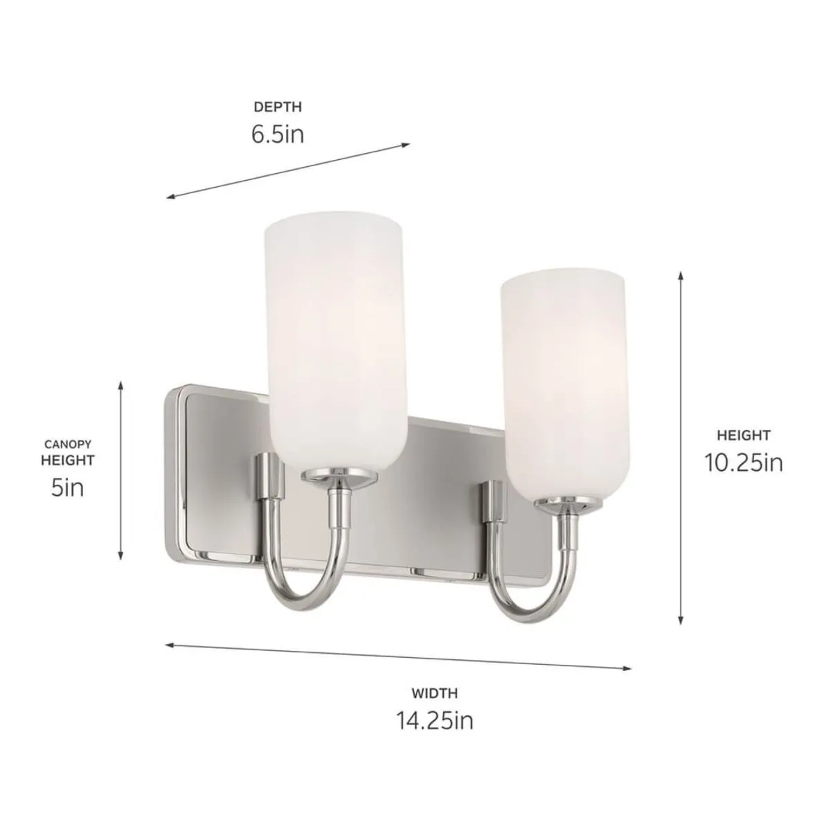Solia 14 in. 2 Lights Vanity Light Polished Nickel Finish