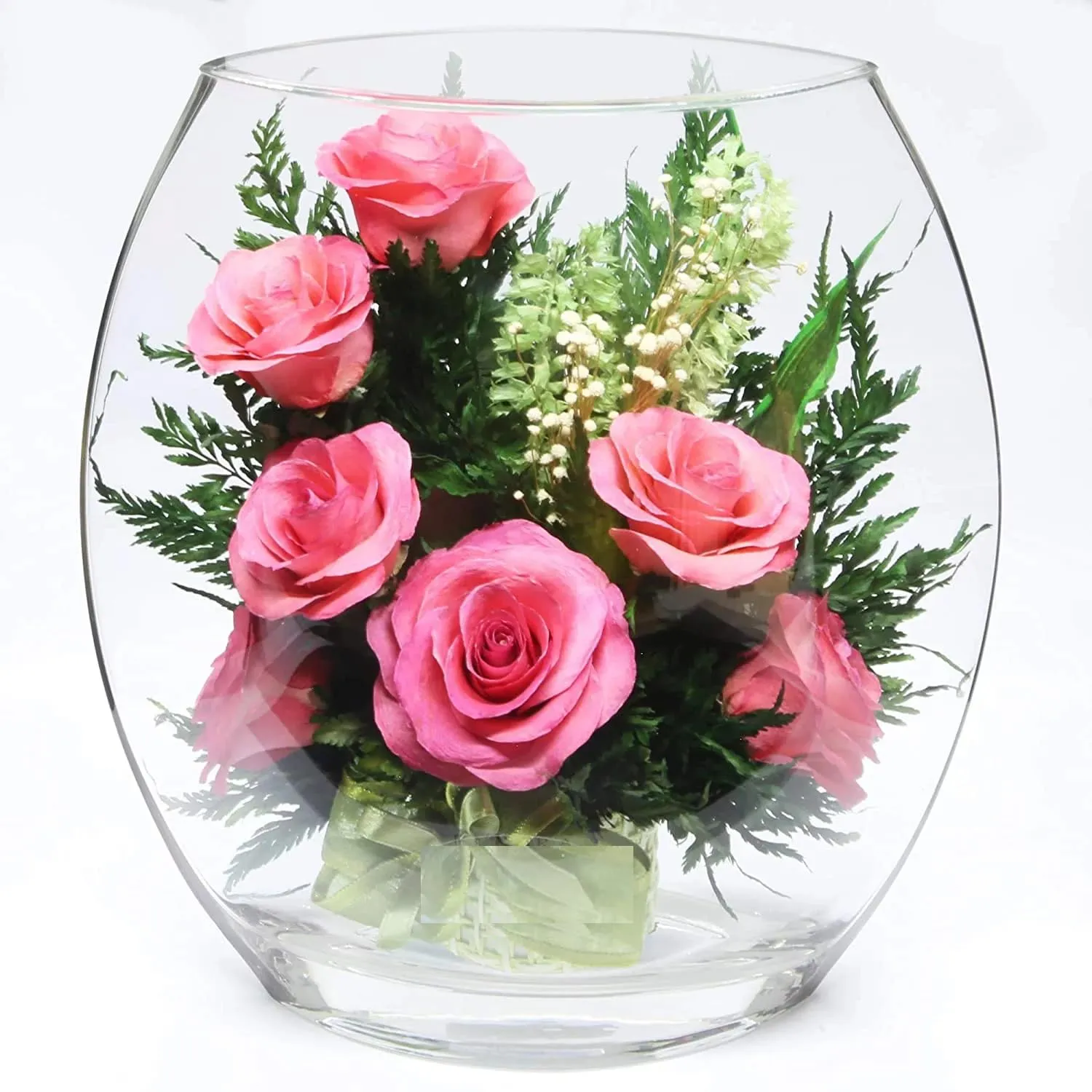 SPHINX Convex Shape Oval Shape Decorative Glass Vase for Flowers Live Plants Bamboo Money Plants Home Decor Office Living Room Table Decorations, Vases for home decor,Gift - (Height 8 Inches, 1 Piece)