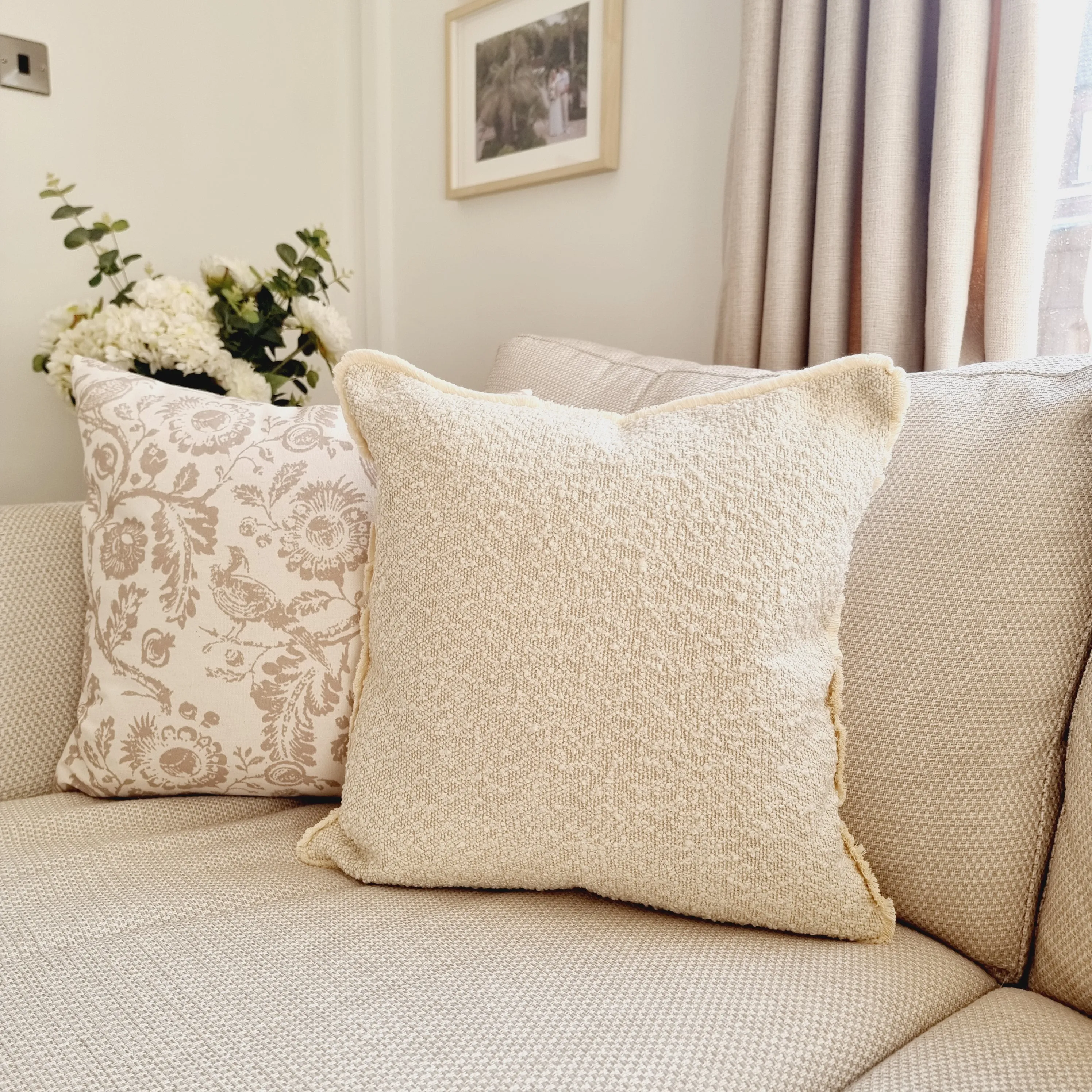 Square Cream Boucle Cushion 45x45cm
