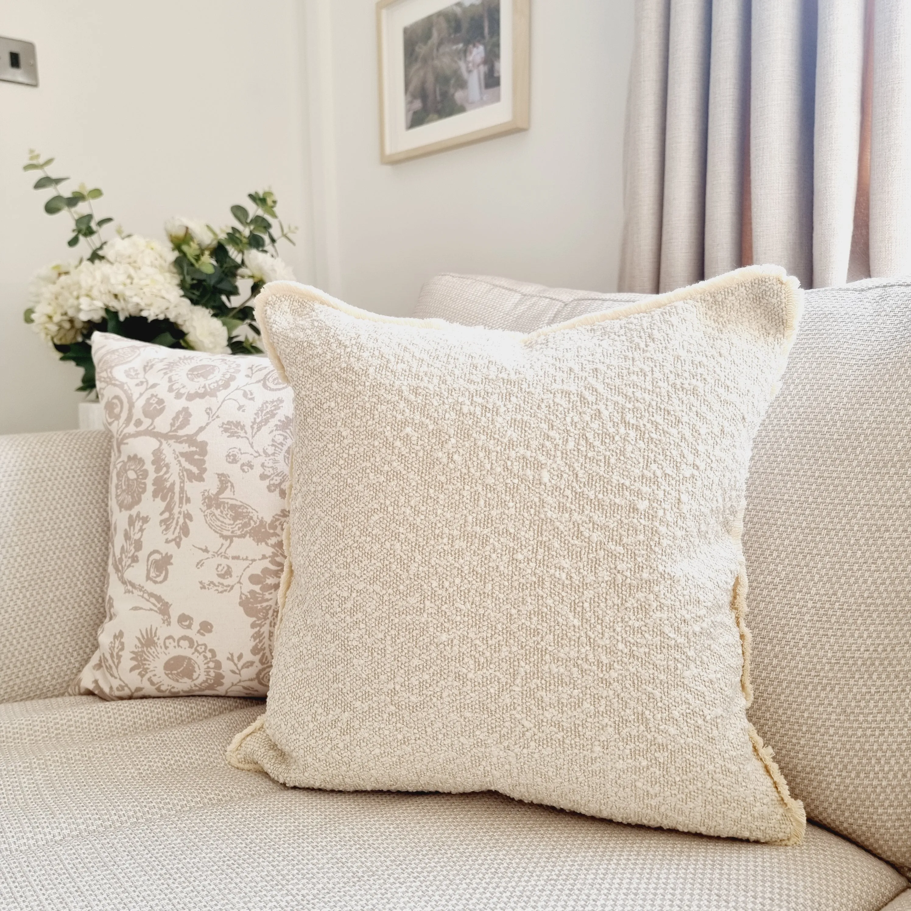 Square Cream Boucle Cushion 45x45cm