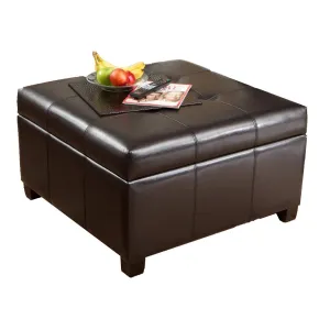 Storage Coffee Ottoman Dark Brown Espresso & Black - Lift Top Bench