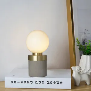 Stylish 1 Light Gray Table Lamp with Frosted Glass & Cement Base - Global Modern Lighting