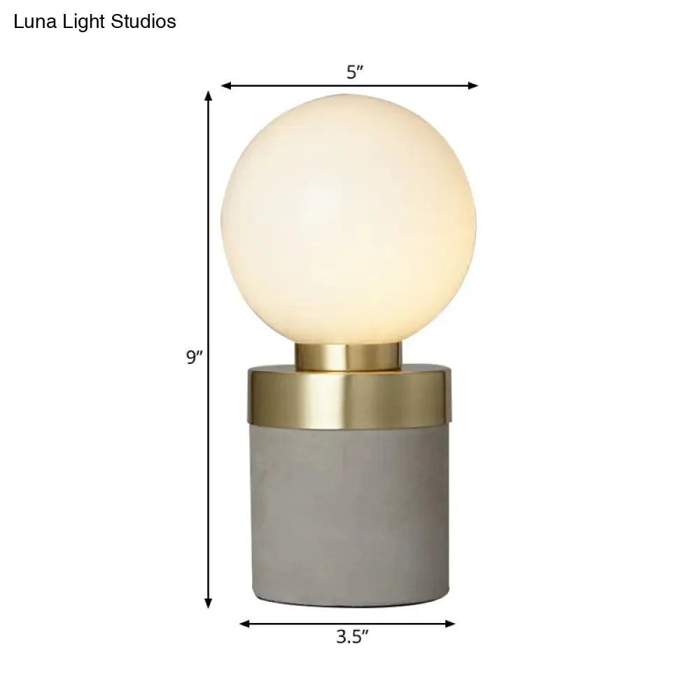 Stylish 1 Light Gray Table Lamp with Frosted Glass & Cement Base - Global Modern Lighting